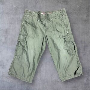 Vintage Y2K American Eagle Capri Pants Low Rise Grunge Green Skater Punk Size 14